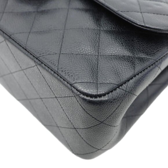 Chanel Classic Jumbo Double Flap Quilted Caviar Leather Shoulder Bag Black - Picture 8 of 14